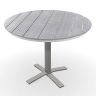 48" Round Rustic Polymer Top Commercial Balcony Height Pedestal Table w/ hole by Telescope Casual