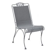 Woodard Briarwood Commercial High-Back Dining Side Chair featuring exquisite vintage ironwork and distinctive floral motifs for a professional commercial setting.