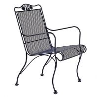 Woodard Briarwood Commercial High-Back Lounge Chair featuring a vintage iron frame and intricate floral motifs for a professional commercial setting.