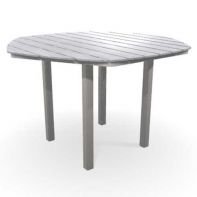 62" Hexagonal Rustic Polymer Top Commercial Bar Height Table w/ hole by Telescope Casual