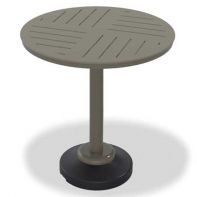 Round Marine Grade Polymer Top Commercial Bar Height Table w/ hole and 80lb Pedestal Base - DASH