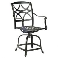 Woodard Wiltshire Commercial Swivel Counter Stool featuring rust-proof cast aluminum construction and a sophisticated swivel base for a professional commercial setting.