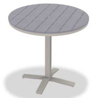 Round Rustic Polymer Top Commercial Pedestal Bar Height Table w/ hole