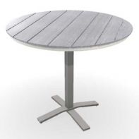 48" Round Rustic Polymer Top Commercial Bar Height Pedestal Table w/ hole by Telescope Casual