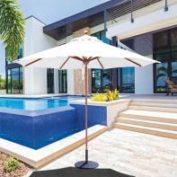 Galtech 9' Premium Sunbrella "Designer Teak" Market Umbrella