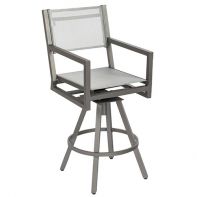 Woodard Palm Coast Commercial Sling Swivel Bar Stool with Arms