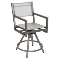 Woodard Palm Coast Commercial Sling Swivel Counter Stool with Arms