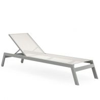 Woodard Palm Coast 2.0 Commercial Sling Adjustable Chaise Lounge with Casters - Stackable