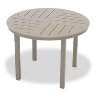 42" Round Marine Grade Polymer Top Commercial Dining Height Parson Table w/ hole - DASH by Telescope Casual