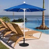 7.5' Commercial Patio Umbrella With Matted White Aluminum Pole and Deluxe Push Lift