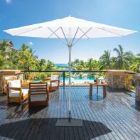 Galtech 11' Commercial Deluxe Flat Profile Silver Finish Sunbrella Umbrella