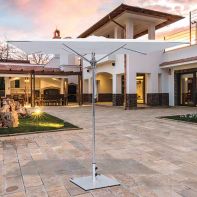 Galtech 8' Square Commercial Sunbrella Aluminum Umbrella with Silver Finish