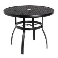 Woodard 36" Round Deluxe Lattice Top Commercial Dining Umbrella Table