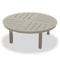42" Round Marine Grade Polymer Top Commercial Coffee Height Parson Table w/ hole - DASH by Telescope Casual