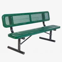Commercial 6' Extra Heavy Duty Bench with Back - Diamond Pattern