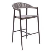 Rope Back Aluminum Outdoor Commercial Barstool With Sling Seat