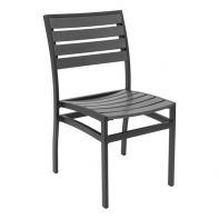 Commercial Aluminum Stackable Outdoor Armless Dining Chair With Synthetic Faux Teak