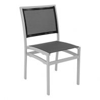 Aluminum Stackable Outdoor Armless Dining Chair With Sling Fabric