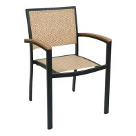 Aluminum Stackable Outdoor Dining Armchair With Sling Fabric