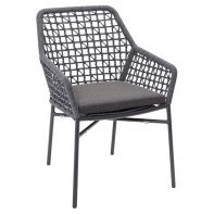 Aluminum Stackable Outdoor Commercial Dining Arm Chair With Rope Back