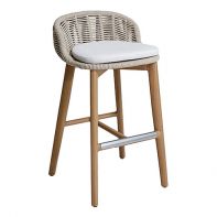 Bagel Aluminum Commercial Outdoor Patio Barstool With Rope and Cushion