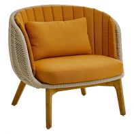 Bagel Aluminum Commercial Outdoor Patio Lounge Armchair With Rope and Cushions