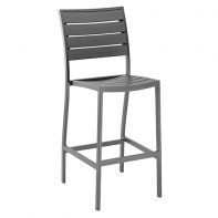 Commercial Aluminum Outdoor Armless Barstool With Synthetic Faux Teak