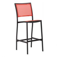 Commercial Aluminum Armless Outdoor Barstool with Sling Back and Seat