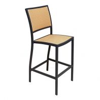 Commercial Aluminum Outdoor Barstool with Faux Wicker Weave Back and Seat