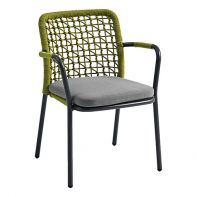 Banyan Tree Aluminum Stackable Outdoor Commercial Dining Armchair With Rope Back