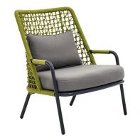 Banyan Treee Aluminum Commercial Outdoor Patio Lounge Chair With Rope and Cushions