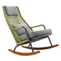 Banyan Tree Aluminum Commercial Outdoor High Back Rocking Patio Lounge Arm Chair With Rope 