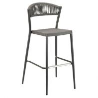 Rope Back Aluminum Commercial Outdoor Barstool With Sling Seat