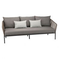 Aluminum Commercial Outdoor Patio 3 Seat Sofa With Strap and Cushion