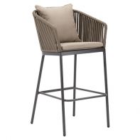 Aluminum Commercial Outdoor Patio Barstool With Strap and Cushion