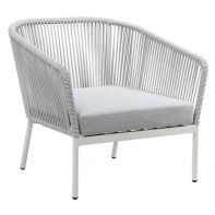 Aluminum Commercial Outdoor Patio Lounge Chair With Rope and Cushion