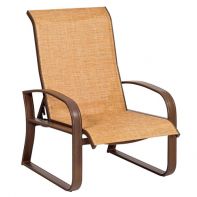 Woodard Cayman Isle Commercial Adjustable Lounge Chair featuring a sleek silhouette and lightweight aluminum frame for a professional commercial setting.