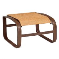 Woodard Cayman Isle Commercial Sling Ottoman featuring a sleek silhouette and lightweight aluminum frame for a professional commercial setting.