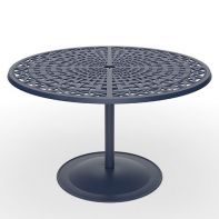 48" Round Commercial Woven Table Top with Bistro Dining Table Base by LC Furniture