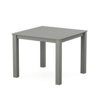 POLYWOOD Parsons 38x38 square outdoor dining table in grey with center umbrella hole