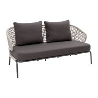 Fiji Aluminum Commercial Outdoor Patio 2 Seat Sofa With Rope and Cushions
