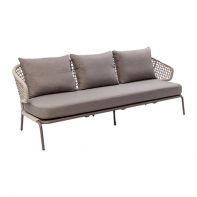 Fiji Aluminum Commercial Outdoor Patio 2 Seat Sofa With Rope and Cushions