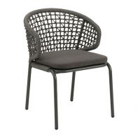 Fiji Aluminum Commercial Outdoor Patio Armchair With Rope and Cushion