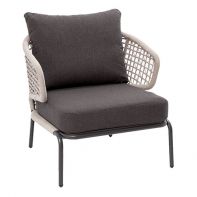 Fiji Aluminum Commercial Outdoor Patio Lounge Chair With Rope and Cushions