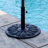 Galtech Under Table or Free Standing 75 lb Round European Umbrella Base in Black