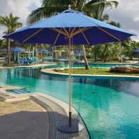 Galtech 9' Sunbrella Double Pulley Wood Market Umbrella