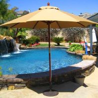 Galtech 9' Suncrylic Double Pulley Wood Market Umbrella