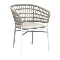 Ibiza Aluminum Commercial Outdoor Patio Armchair With Rope and Cushion