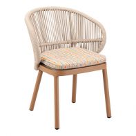Jumbo Aluminum Commercial Outdoor Patio Armchair With Rope Back and Cushion