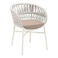 Laguna Aluminum Outdoor Commercial Dining Armchair With Rope Back and Sides